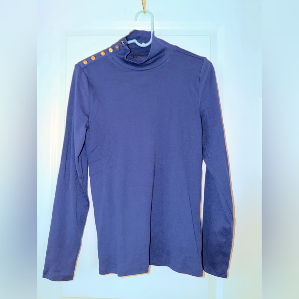 J. Crew Navy Top with Gold Buttons